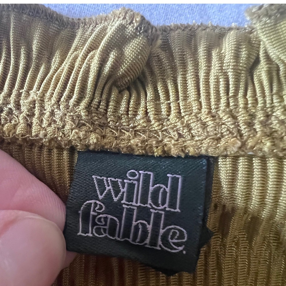 Wild Fable Golden Chartreuse Velvet Stretch Cropped Tank Top Size Large retro - Picture 4 of 9
